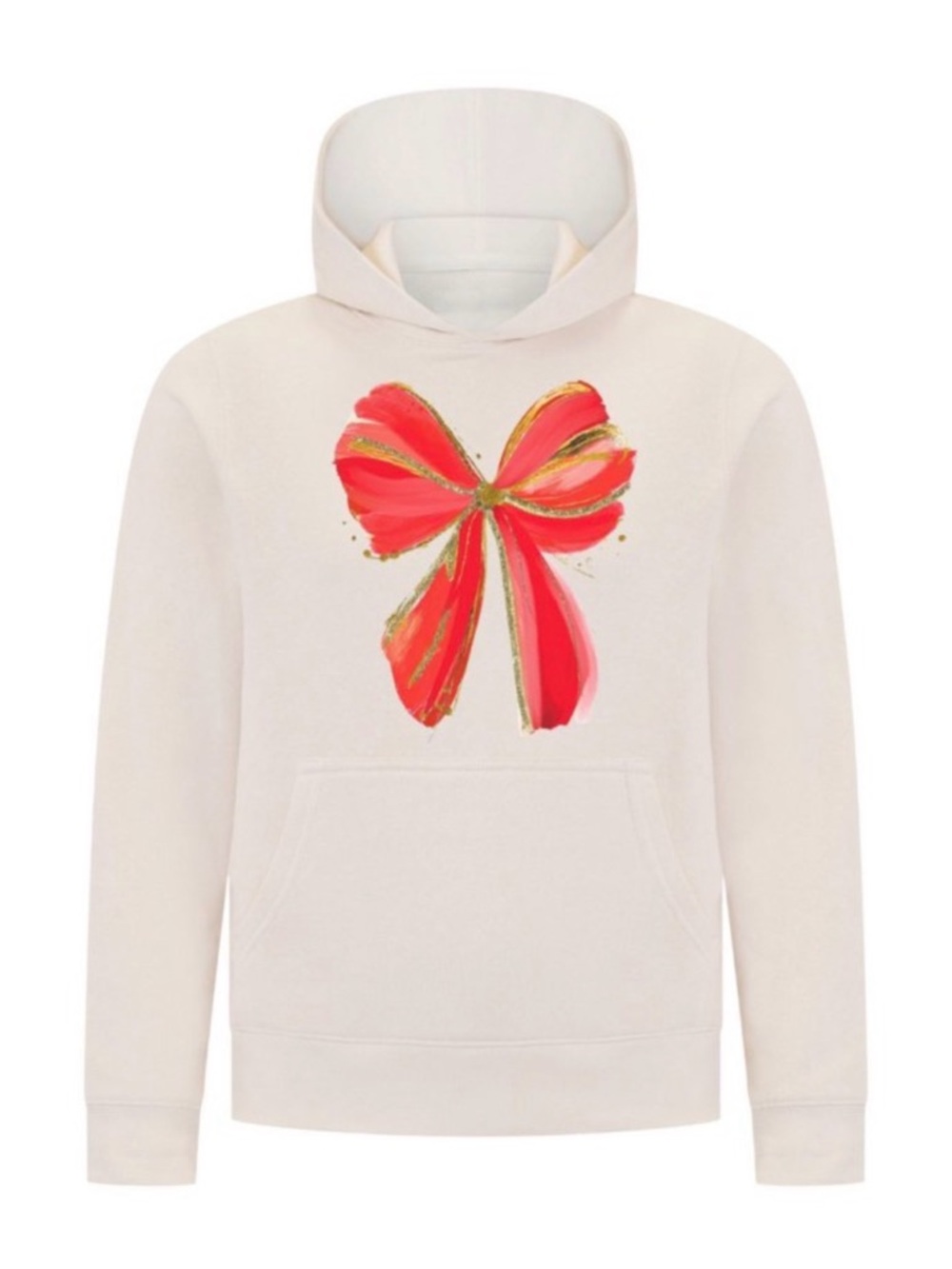 NWT - Everyday Kids, Cream Kids Hoodie with Red Bow Graphic - Size kids XXL